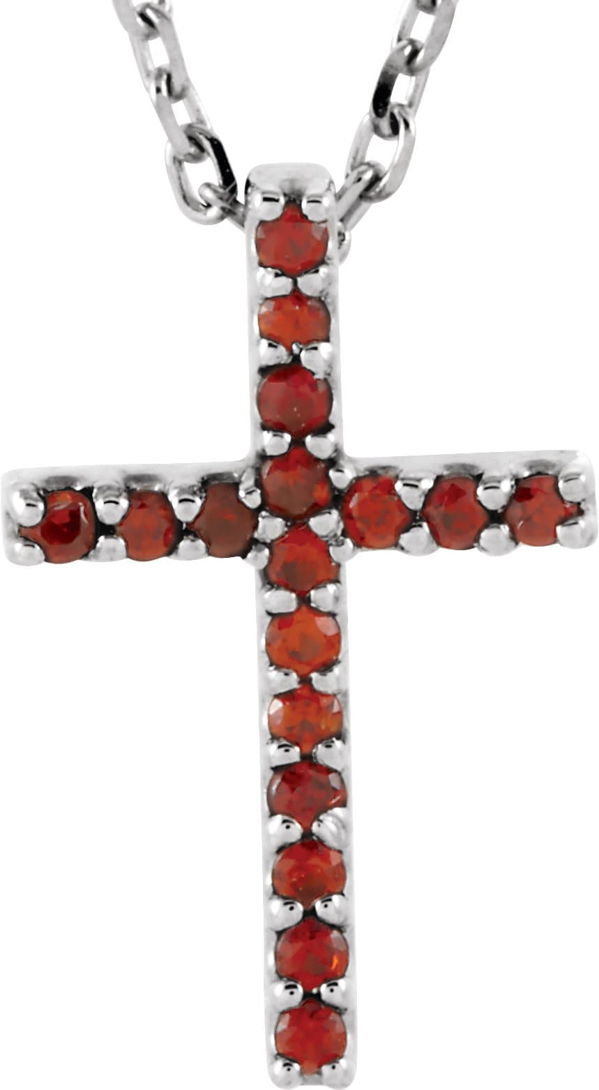 14K Rose Natural Amethyst Petite Cross 16 Necklace