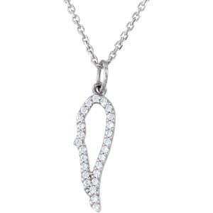 14K White 1/10 CTW Natural Diamond Angel Wing 18 Necklace