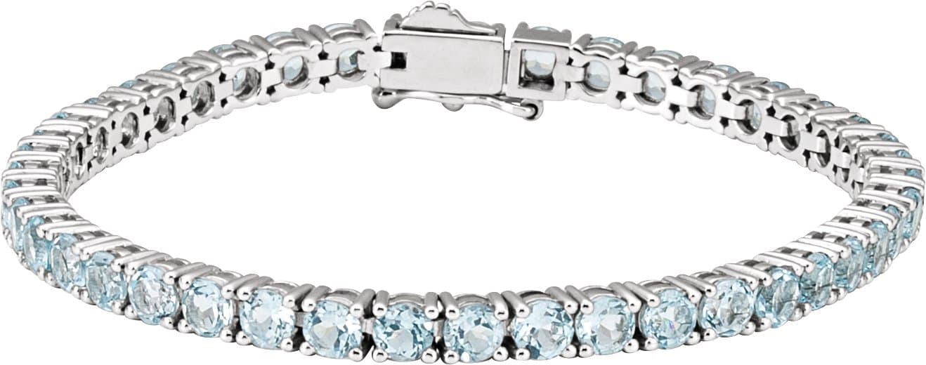 14K White Natural Amethyst 7 1/4" Line Bracelet