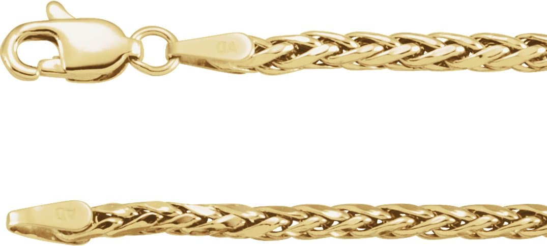 14K Yellow 3 mm Hollow Wheat 16 Chain
