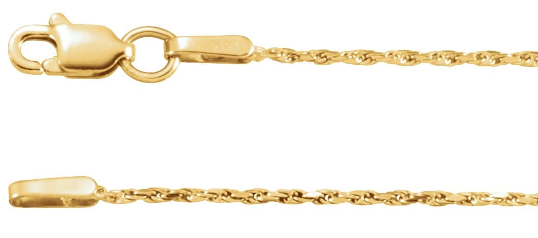10K Yellow 1 mm Diamond-Cut Rope 20 Chain