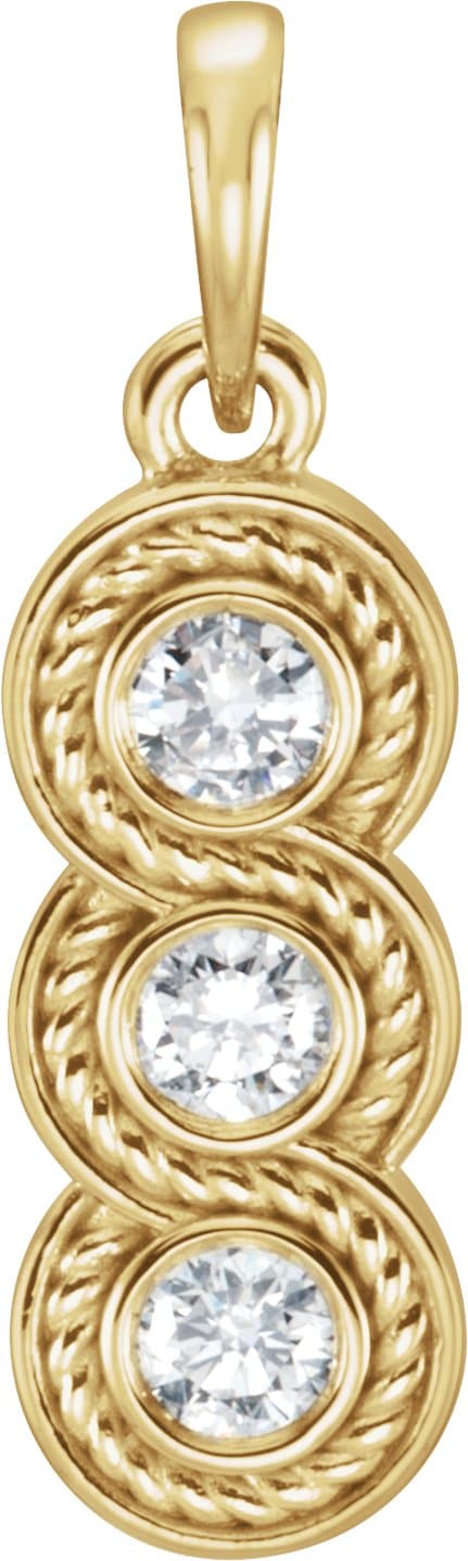 14K Yellow 1/4 CTW Natural Diamond Three-Stone Pendant