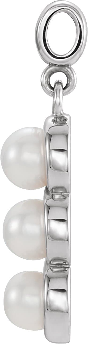 14K White Cultured White Freshwater Pearl Pendant view 2