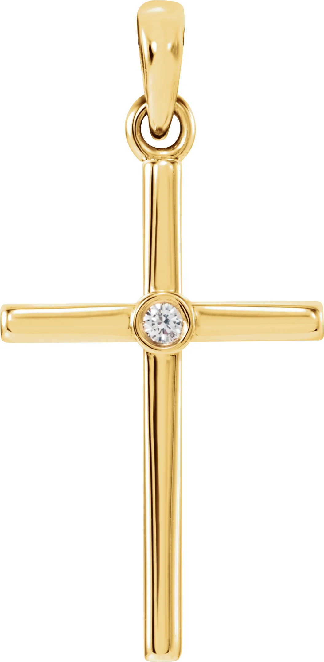 14K Rose .01 CT Natural Diamond Cross Pendant