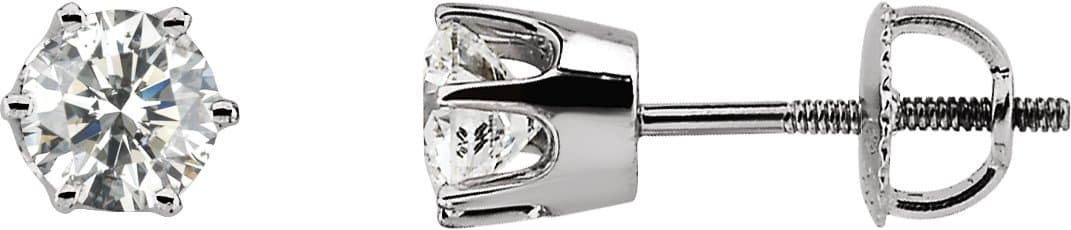 14K White 1 1/2 CTW Natural Diamond 6-Prong Stud Earrings