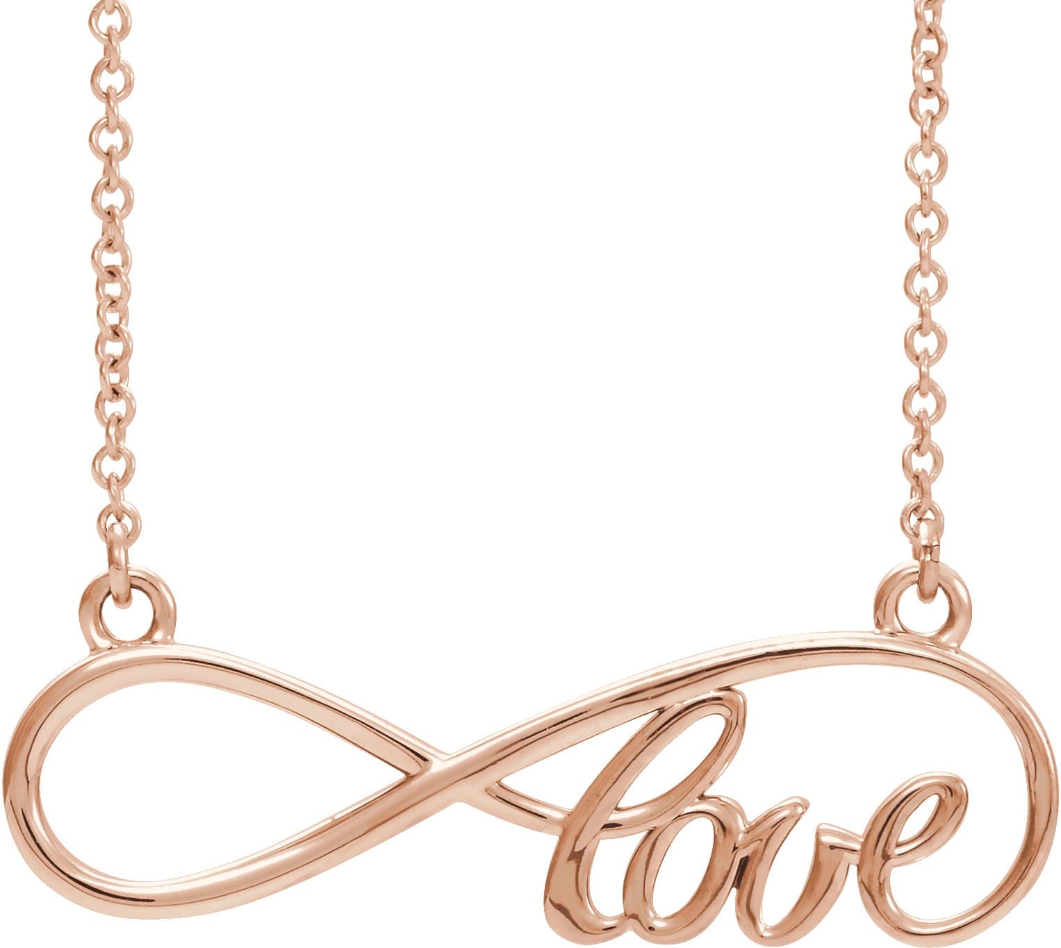 14K Rose 27.5x8.4 mm Infinity-Inspired Love 17" Necklace