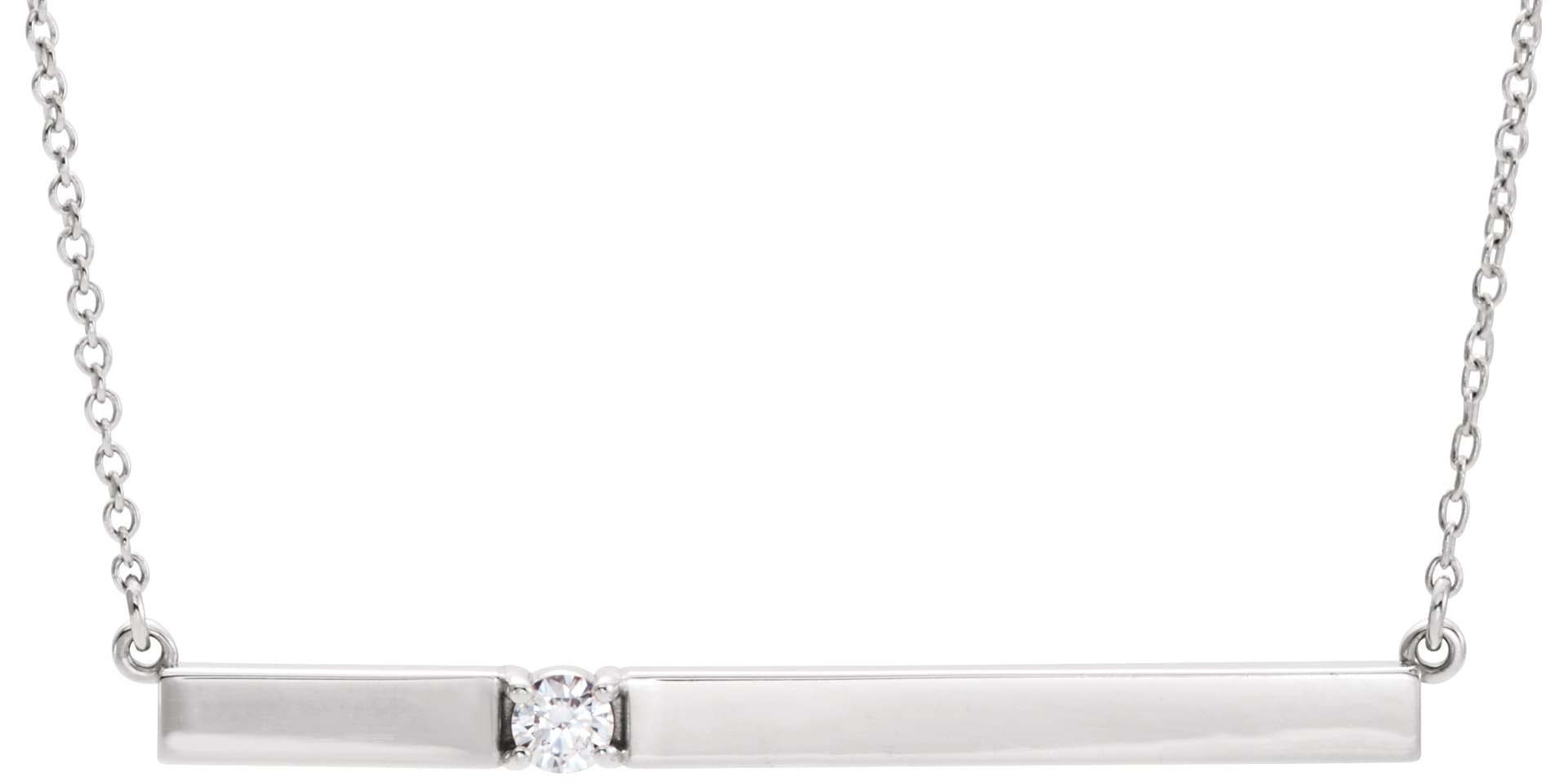 Engravable Accented Bar Necklace or Center view 2