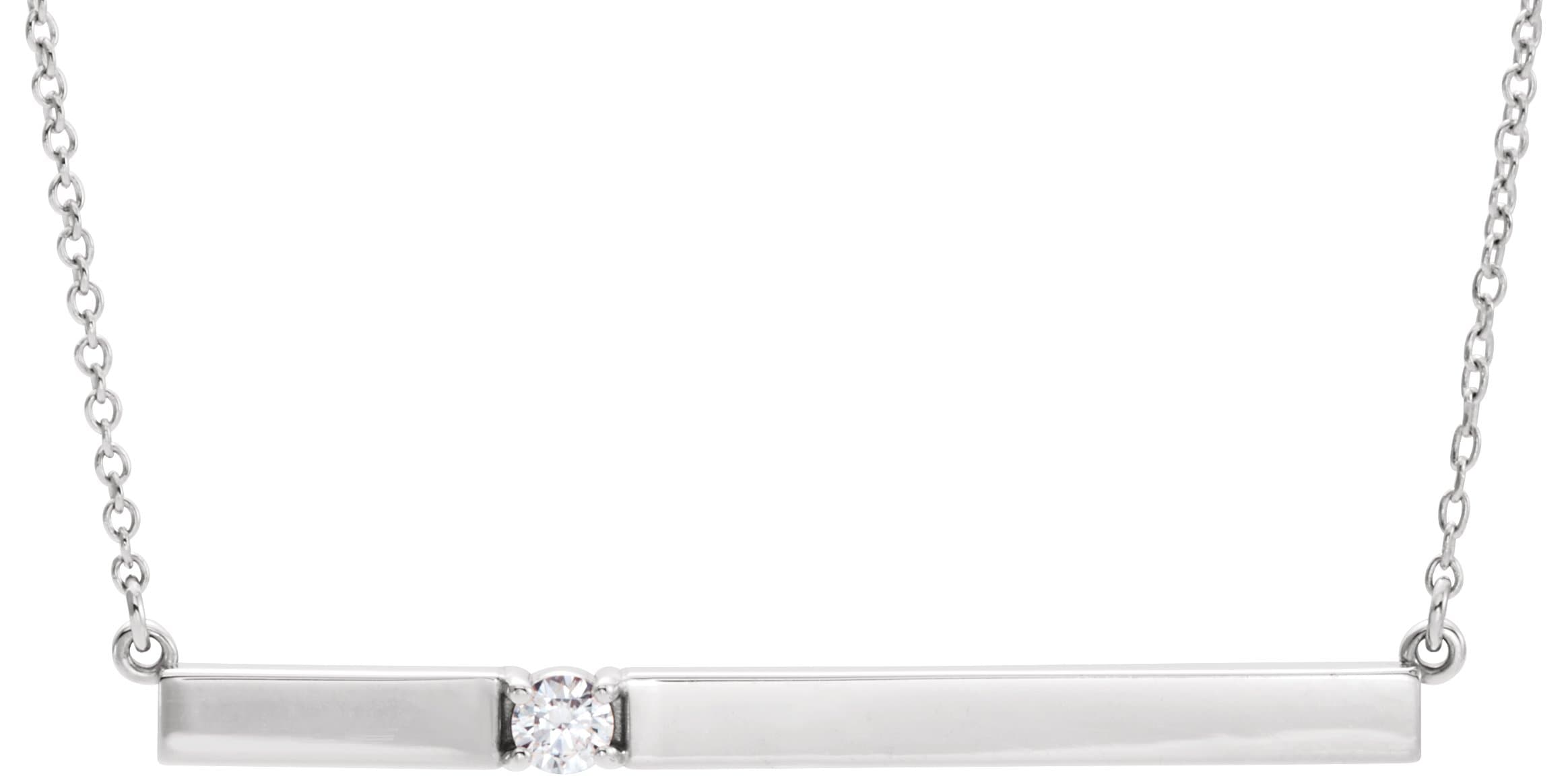 Engravable Accented Bar Necklace or Center view 2