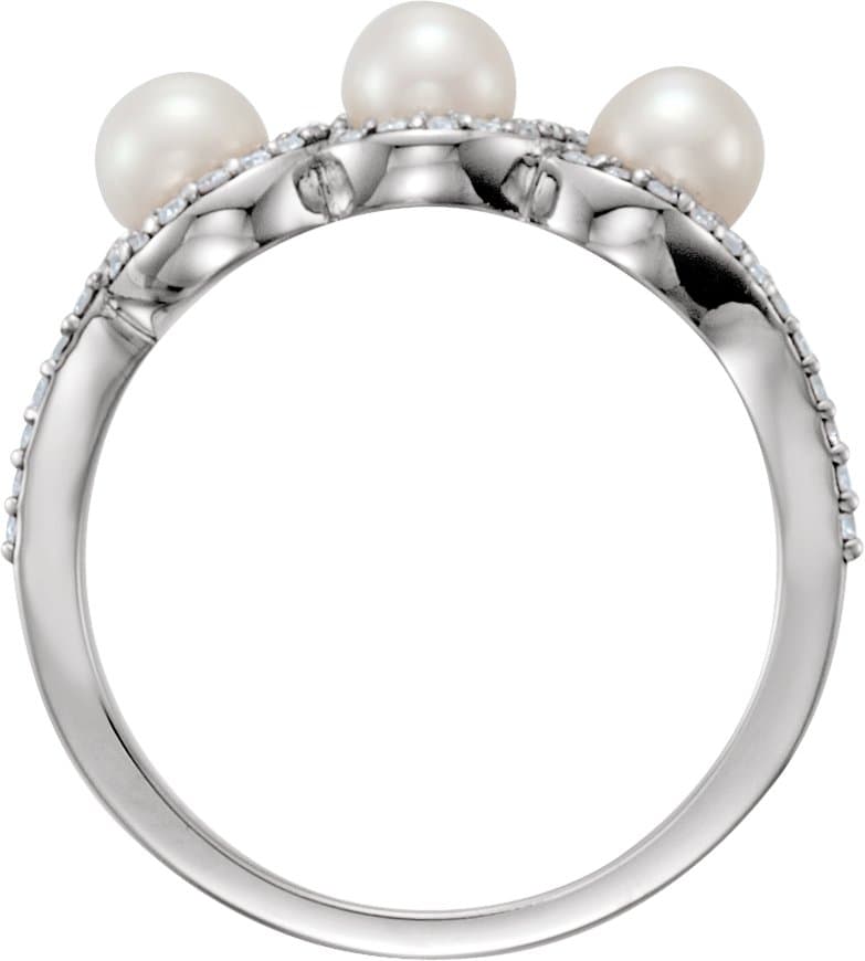 Three-Stone Halo-Style Pearl Ring view 2