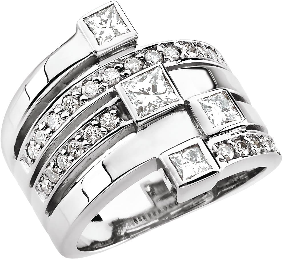 14K White 1 1/3 CTW Natural Diamond Right Hand Ring