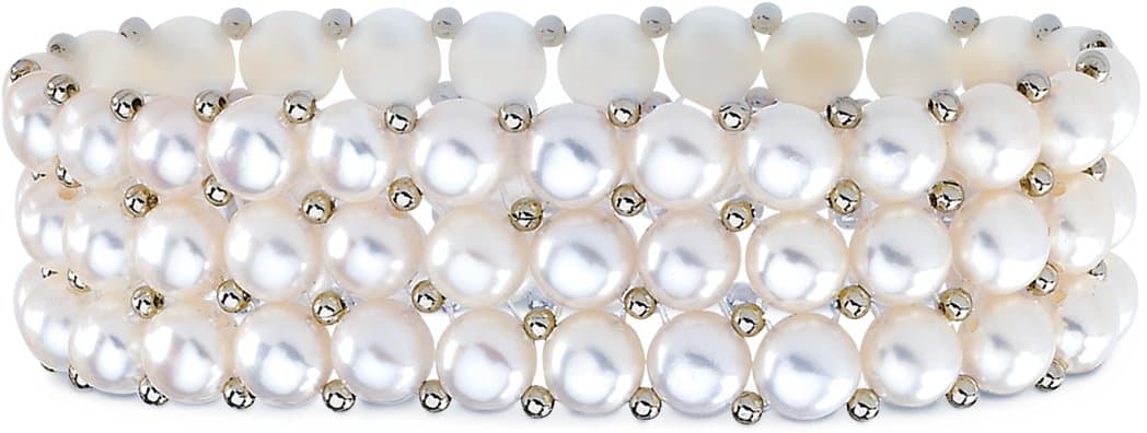 Sterling Silver Cultured White Freshwater Pearl Stretch 7 Bracelet
