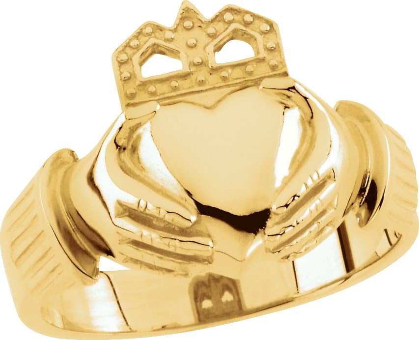 10K White 15x11 mm Claddagh Band