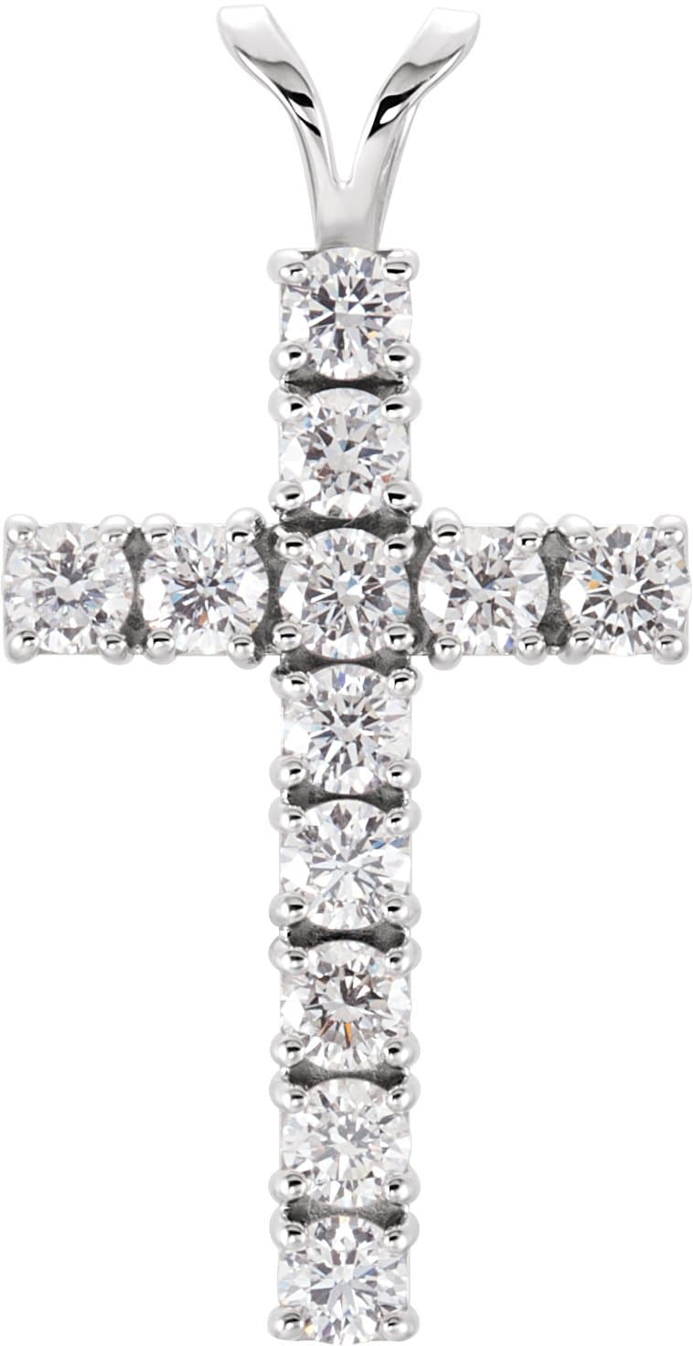 14K Yellow Gold 1 CTW Natural Diamond Cross Pendant