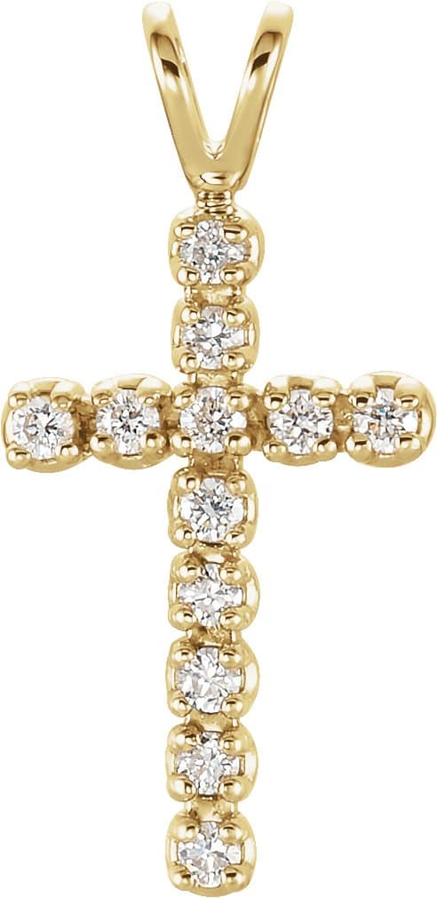 14K Yellow Gold 1/10 CTW Natural Diamond Cross Pendant