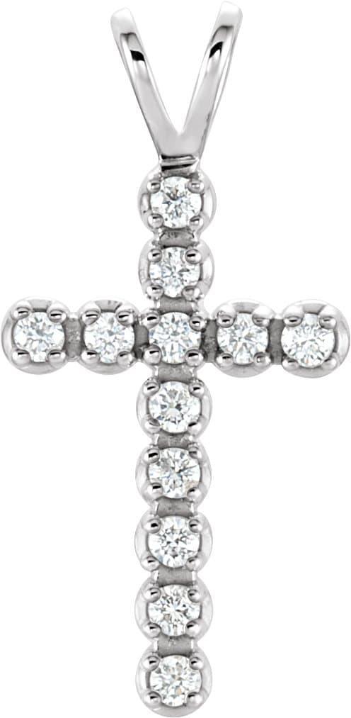 14K Yellow Gold 1/10 CTW Natural Diamond Cross Pendant
