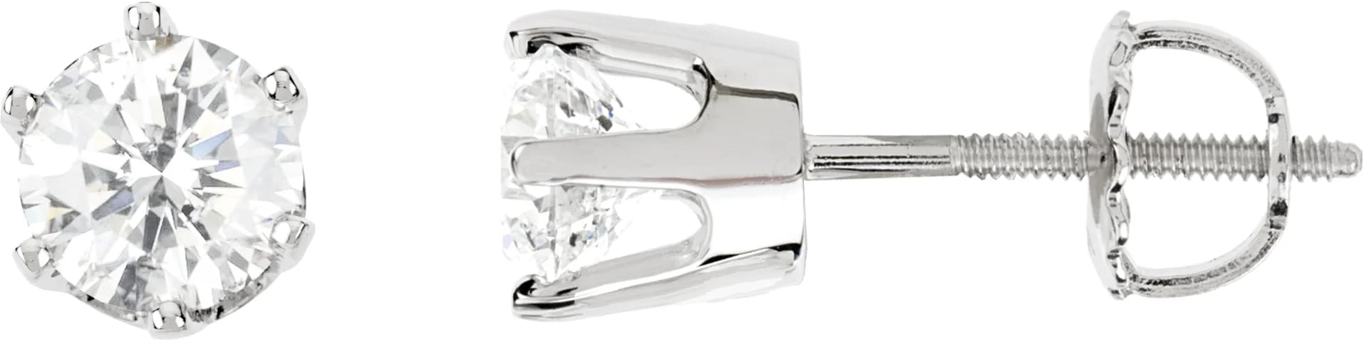 Round 6-Prong Stud Earrings, view 2