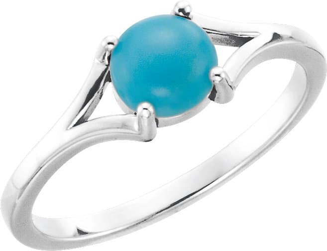 14K Rose 10 mm Natural Blue Chalcedony Cabochon Ring