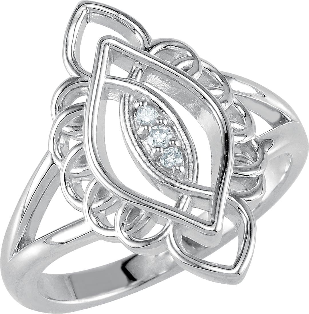 Sterling Silver .04 CTW Natural Diamond Filigree Ring