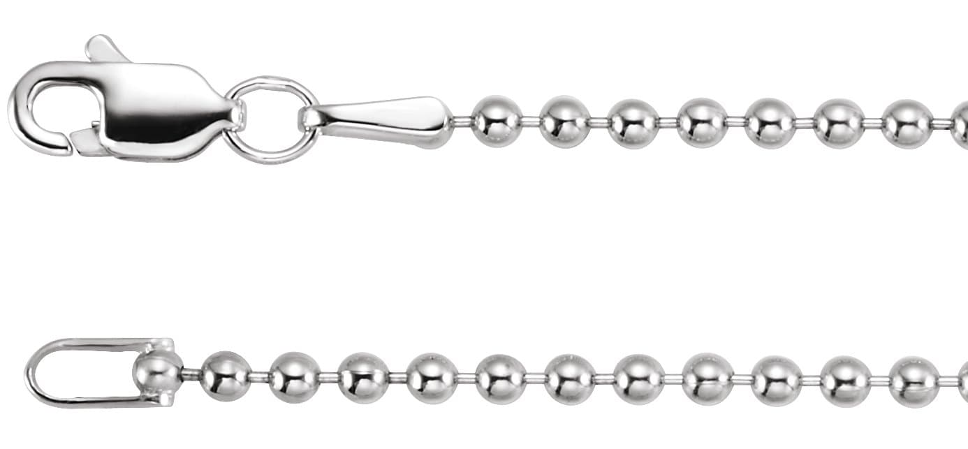 14K White 1.8 mm Hollow Bead 16 Chain