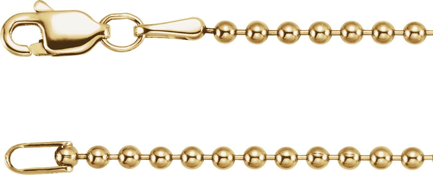 14K White 1.8 mm Hollow Bead 16" Chain