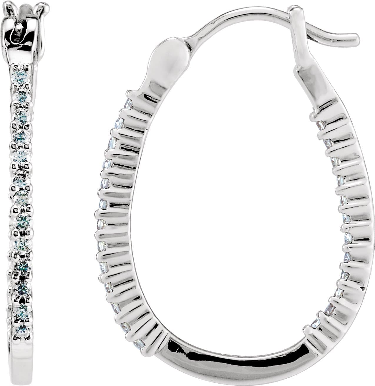 Platinum 1 CTW Natural Diamond Inside-Outside Hoop Earrings