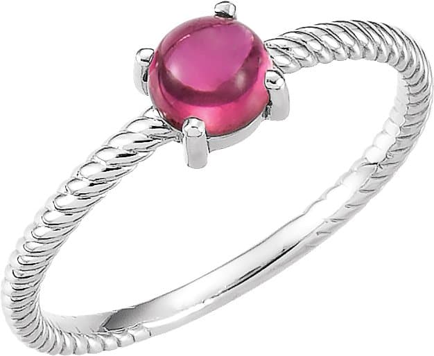 14K White Natural Pink Tourmaline Ring