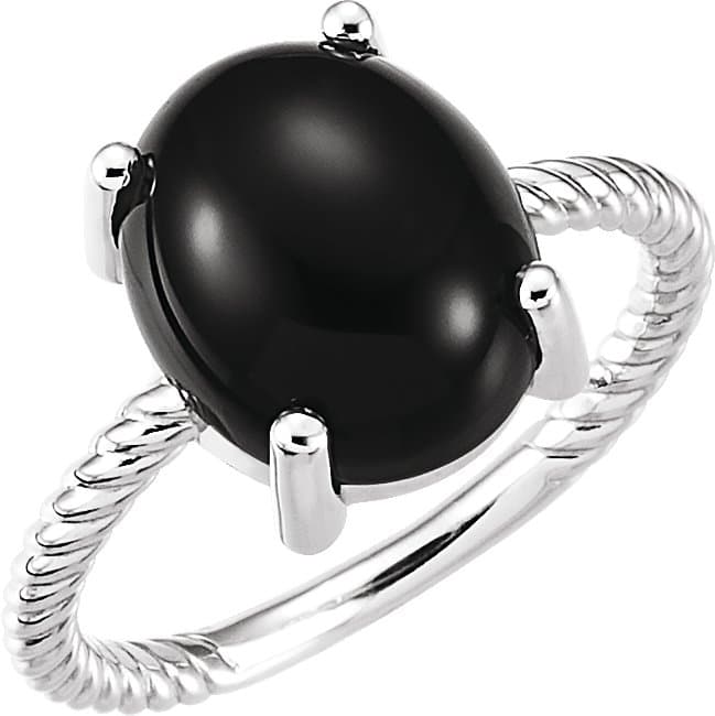 Platinum Natural Black Onyx Ring
