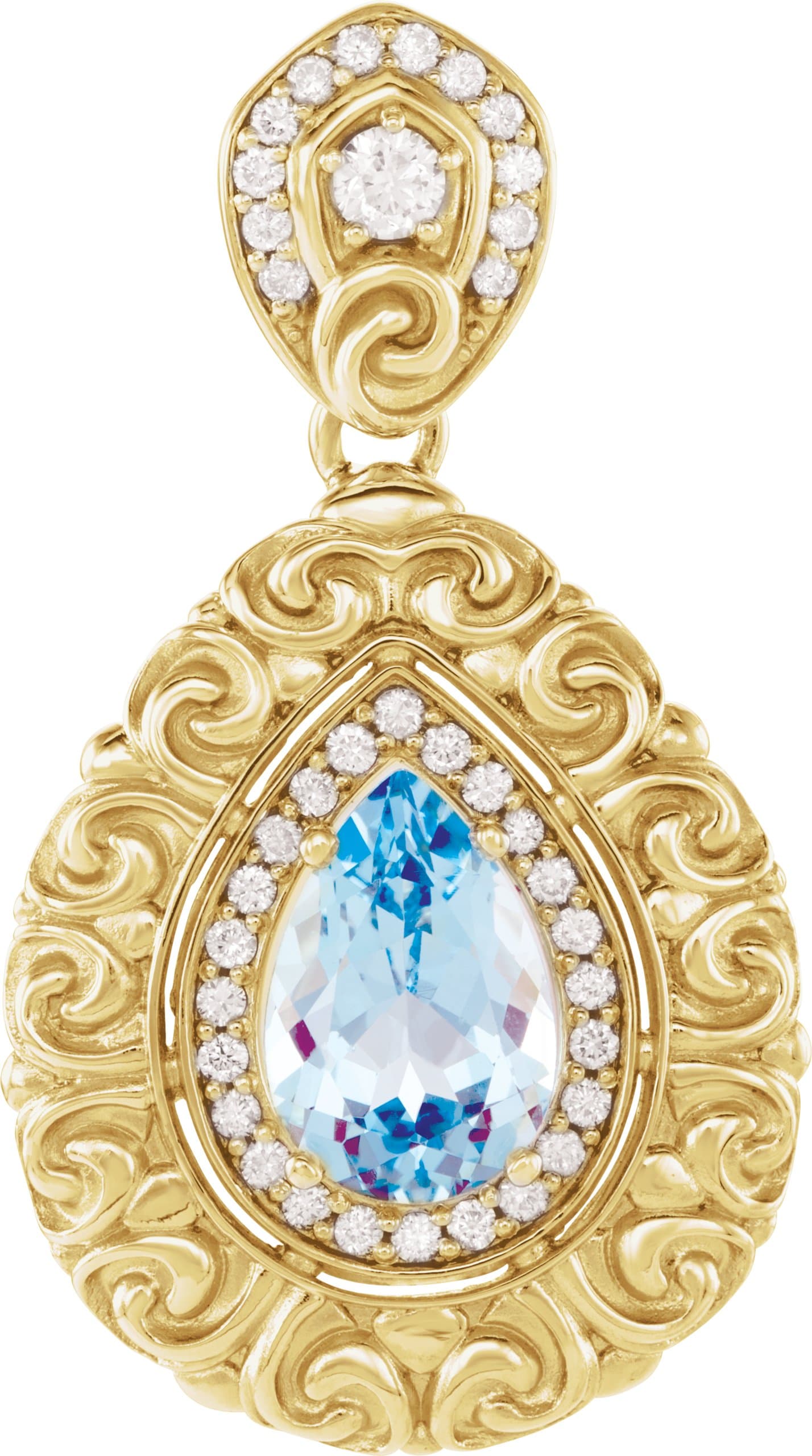 14K Yellow Swiss Blue Topaz & 1/2 CTW Diamond Pendant