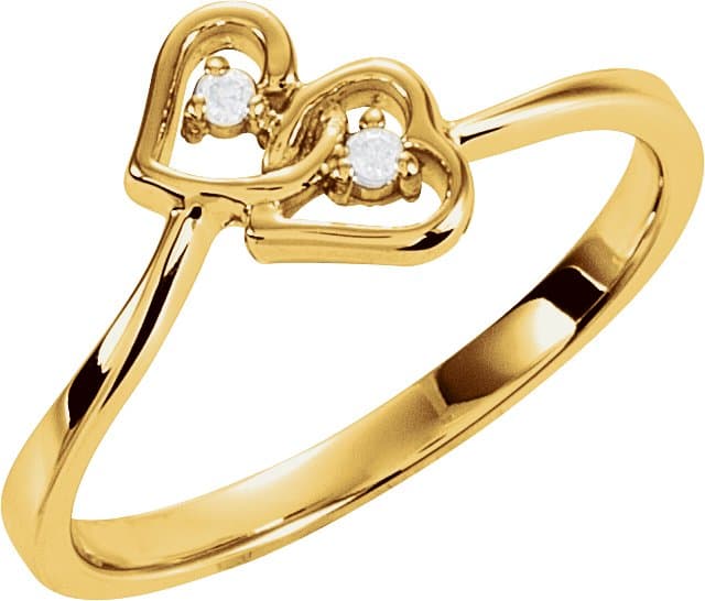 14K Rose .02 CTW Natural Diamond Double Heart Ring