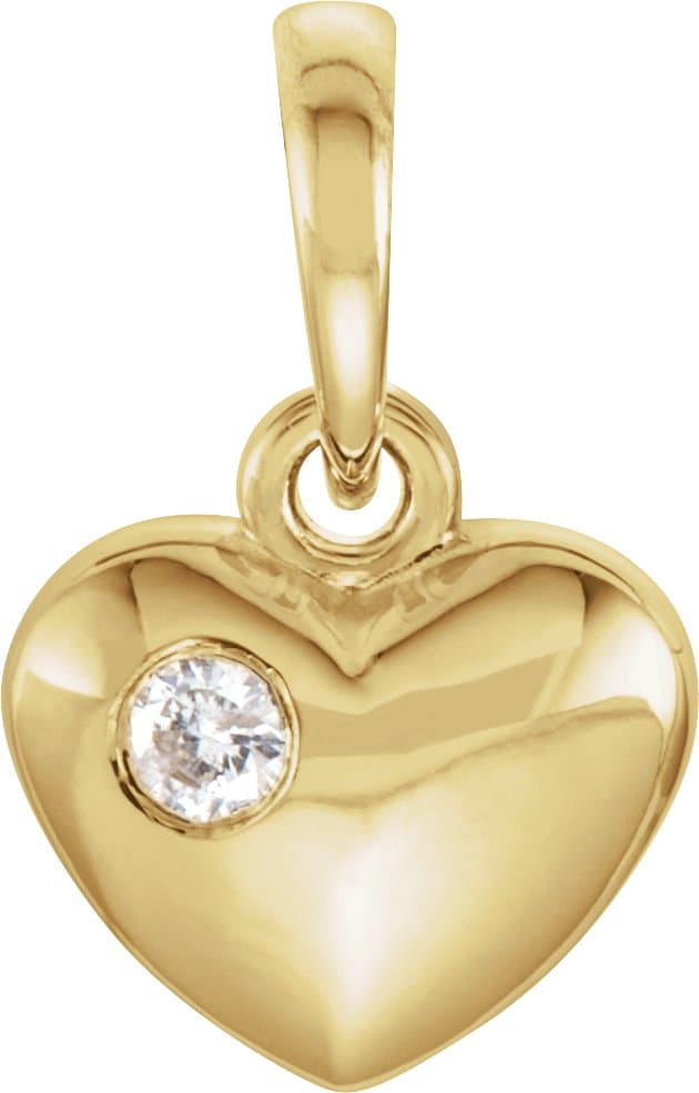 14K Rose .03 CT Natural Diamond Heart Pendant