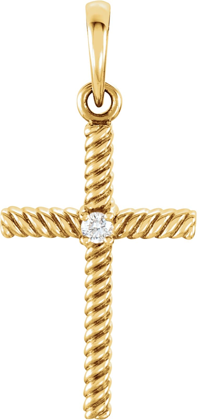 14K Rose .015 CT Natural Diamond Cross Pendant