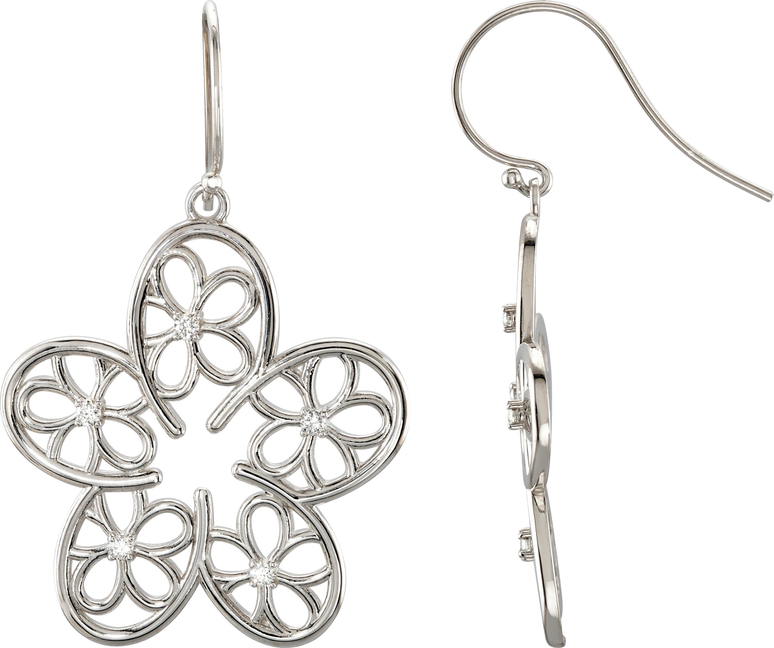 Sterling Silver 1/6 CTW Natural Diamond Flower Earrings