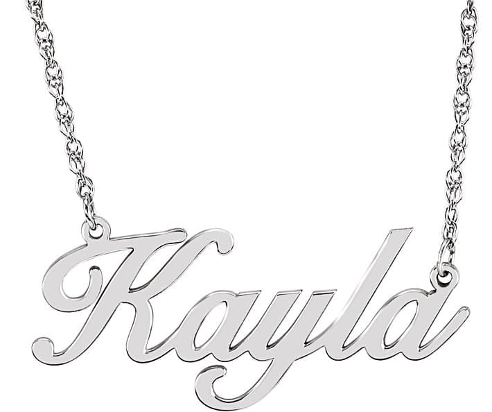 10K White Gold Script Single Name 18" Necklace
