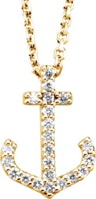 14K Rose .08 CTW Natural Diamond Anchor 16 Necklace