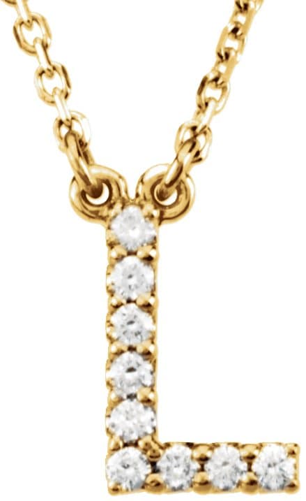 14K Rose Accented Initial K 16" Necklace Mounting