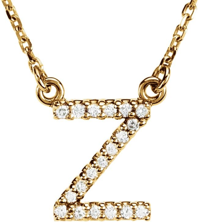14K Rose Accented Initial K 16" Necklace Mounting
