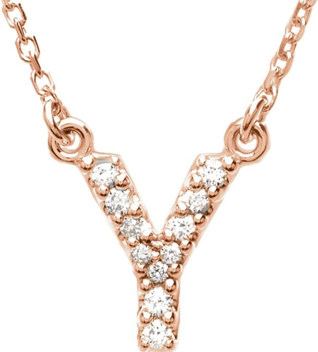 14K Rose .08 CTW Natural Diamond Initial L 16 Necklace