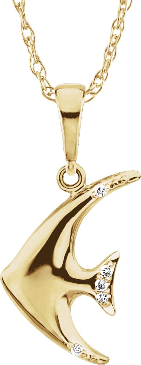 14K Yellow .06 CTW Natural Diamond Angel Fish 18 Necklace