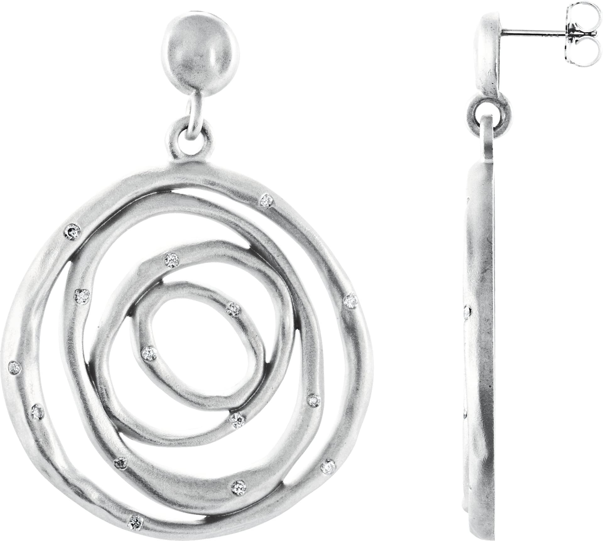 Sterling Silver & 14K White 3/8 CTW Natural Diamond Circle Earrings