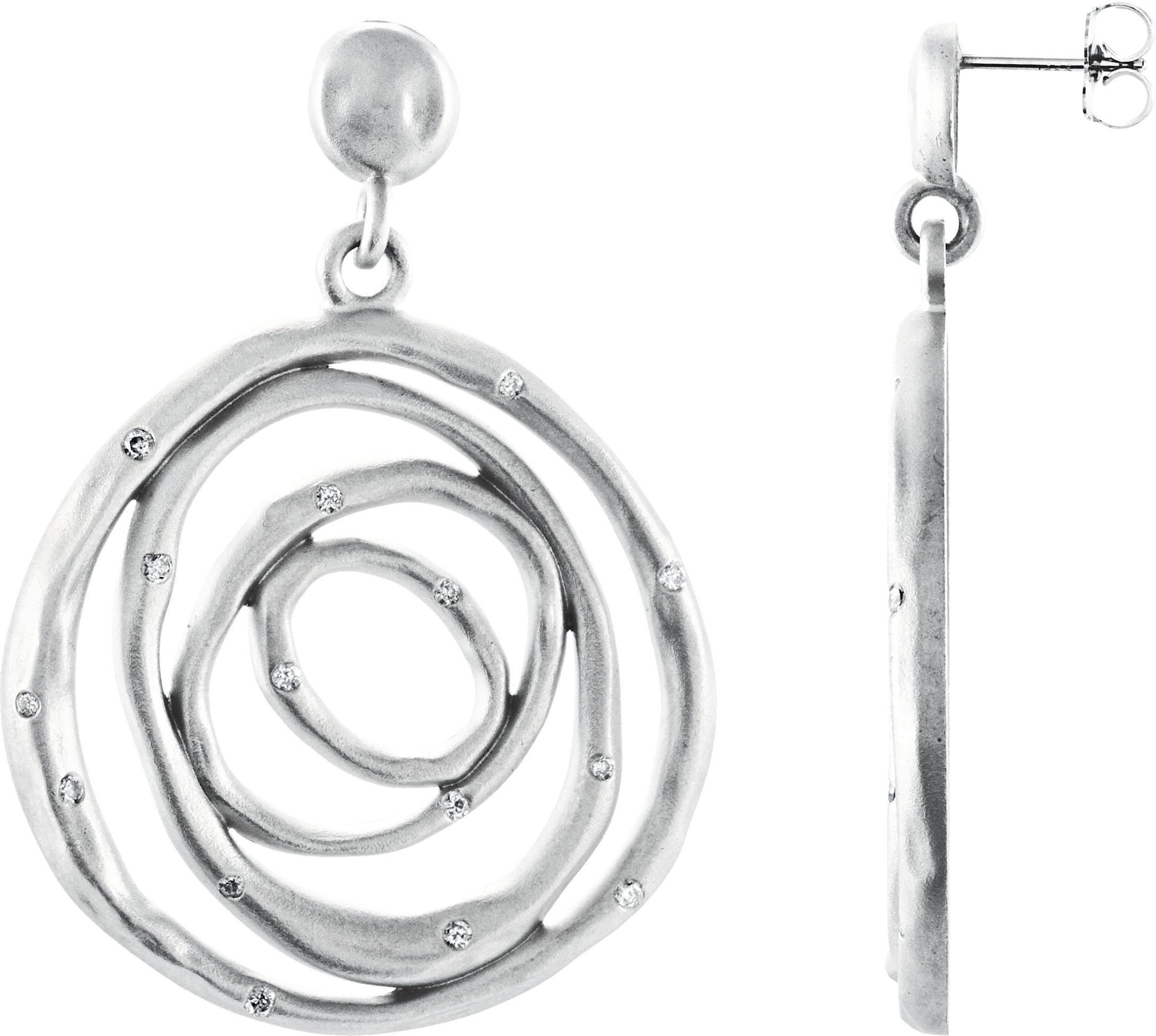 Sterling Silver & 14K White 3/8 CTW Natural Diamond Circle Earrings