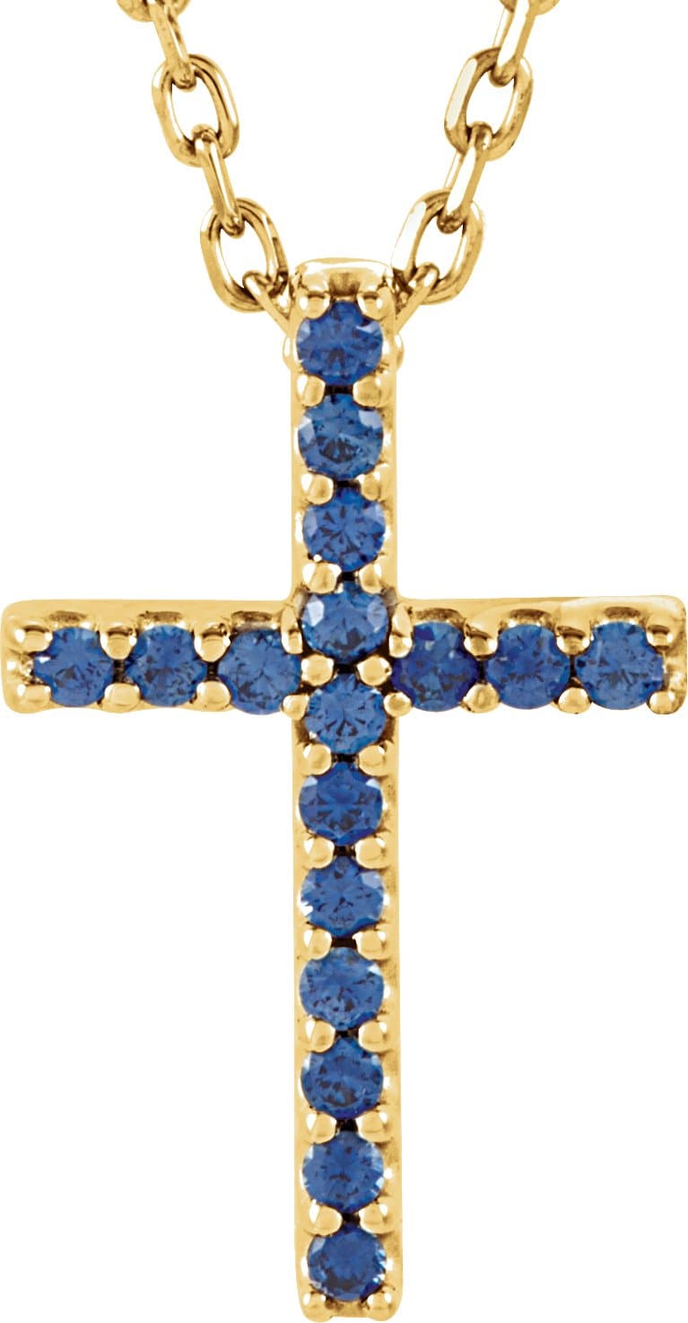 14K Rose Natural Amethyst Petite Cross 16 Necklace