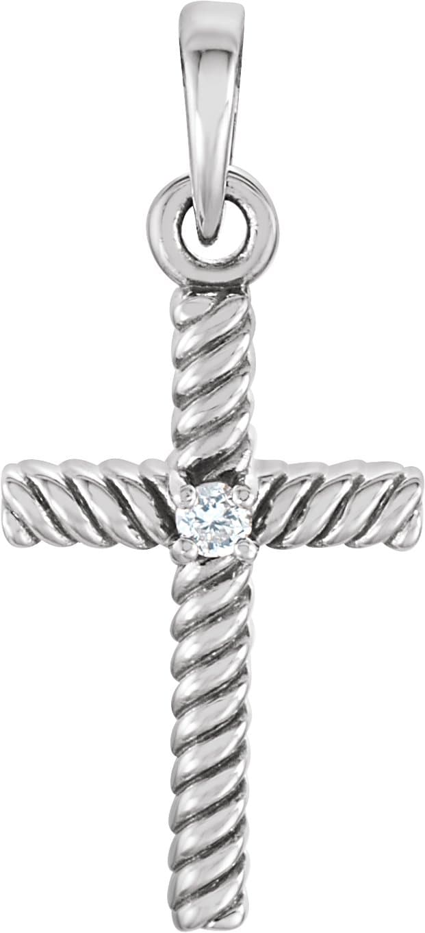 14K Rose .015 CT Natural Diamond Cross Pendant