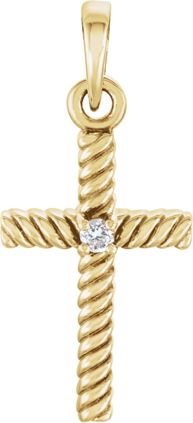 14K Rose .015 CT Natural Diamond Cross Pendant