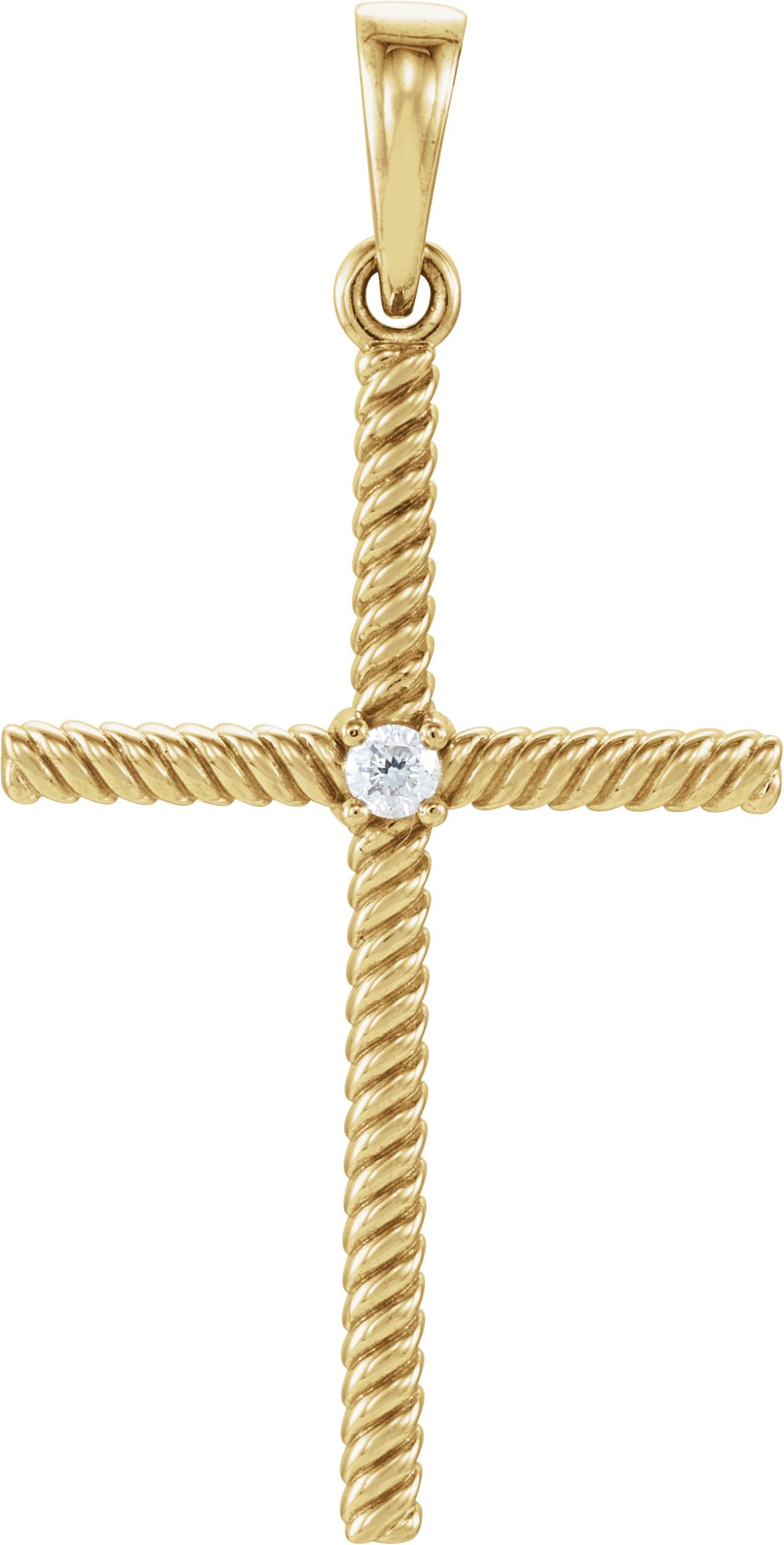 14K White .02 CT Natural Diamond Cross Pendant