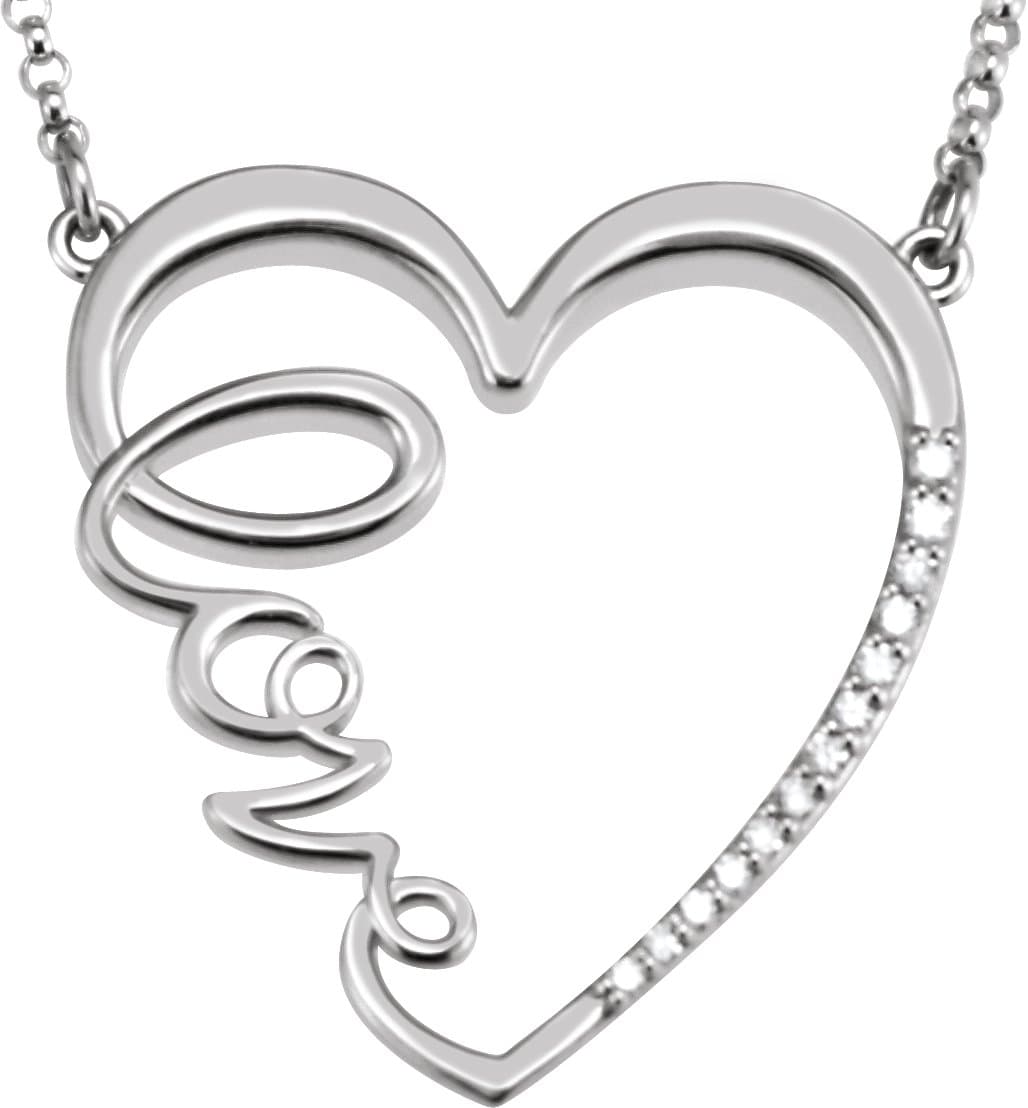 Sterling Silver 1/6 CTW Natural Diamond Love Heart 18 Necklace