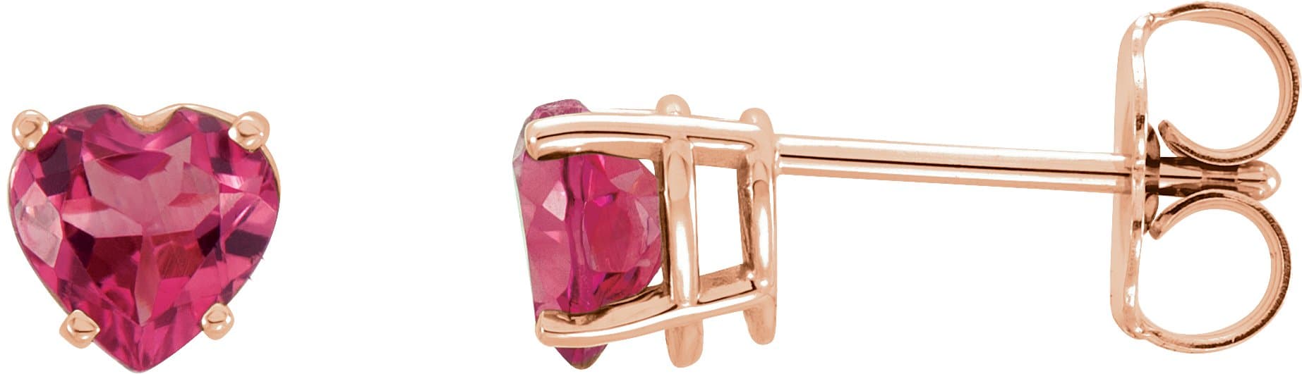 14K Rose Natural Pink Tourmaline Earrings