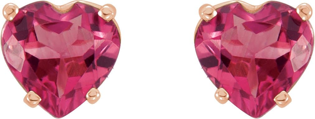 14K Rose Natural Pink Tourmaline Earrings view 2