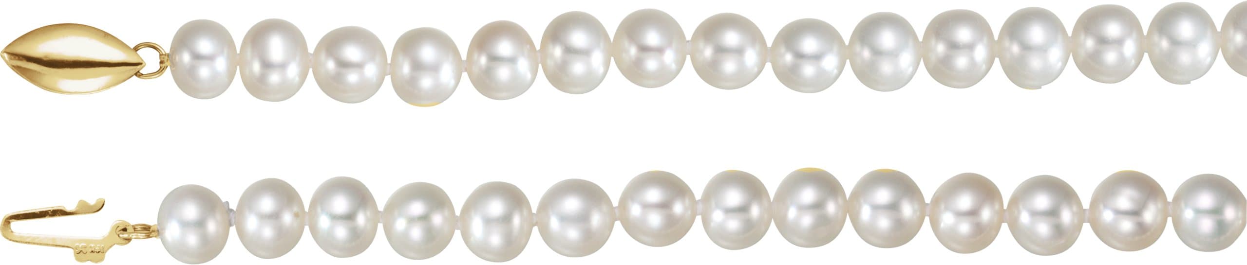 14K Yellow Panache® Cultured White Freshwater Pearl 18" Necklace view 2