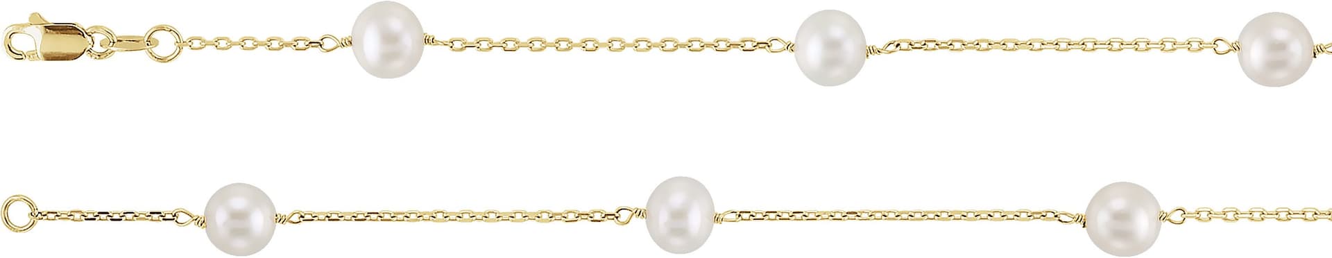 14K Yellow Cultured White Freshwater Pearl 12-Station 16 Necklace