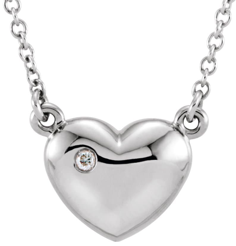 14K Rose .01 CTW Natural Diamond Heart 16.5" Necklace